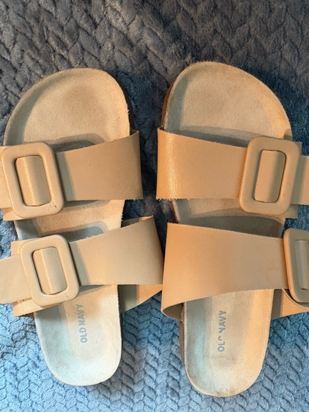 Old Navy Beige Double Buckle Slide Sandals